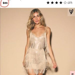 Champagne Sequin Fringe Bodycon Dress